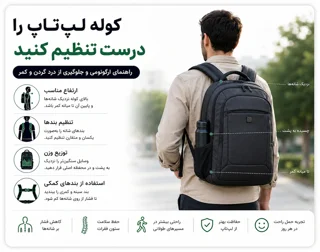 چطور کوله لپتاپ را درست روی شانه تنظیم کنیم؟ راهنمای ارگونومی و جلوگیری از درد گردن و کمر